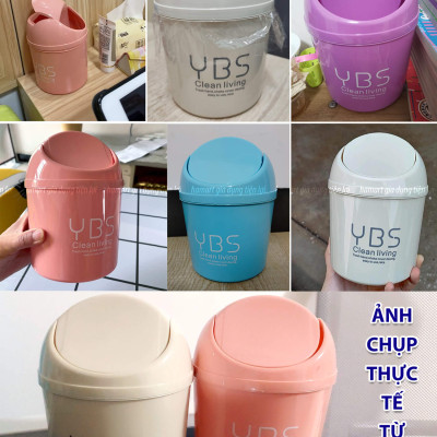 Thùng Rác Mini Để Bàn YBS Thùng Rác Nhỏ Cute Có Nắp Đậy Tiện Lợi 3 Màu Lựa Chọn
