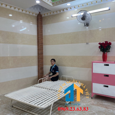 Giường sắt xếp di động mẫu mới giá siêu rẻ 1m2x2m Đại Thành