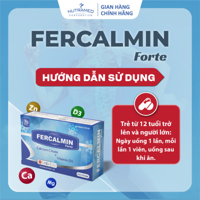 Viên uống Fercalmin Forte hỗ trợ bổ sung canxi, vitamin và khoáng chất cho cơ thể (30 viên) - Nutramed