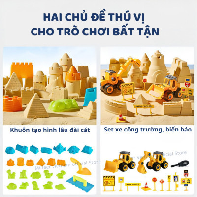 Cát động lực cho bé Mideer an toàn kèm khuôn dụng cụ, cát trọng lực dẻo tạo hình Magic Sand Play