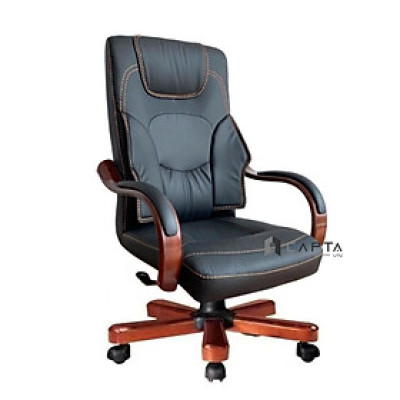 Ghế Giám đốc nệm giả da màu đen màu nâu CM4603-P Nội thất Capta Ghế Trưởng phòng lãnh đạo nhỏ gọn nệm da simili cao cấp tay gỗ ốp PVC chân xoay lõi thép ốp gỗ nâng hạ gật gù Luxury office chair hcm