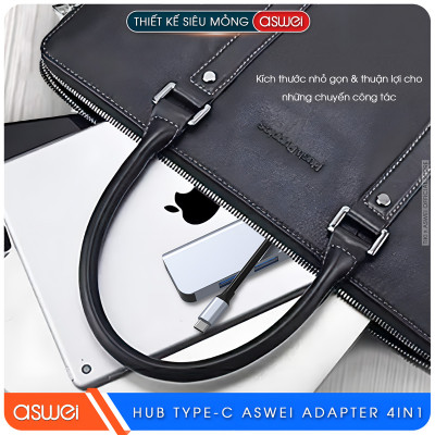 Hub Chuyển Đổi USB Type C ASWEI - 4 in 1, 5 in 1, 6 in 1, 7 in 1, 8 in 1 - HDMI, USB 3.0, PD, SD, TF, RJ45, Audio 3.5mm - Tốc Độ Cao, Hàng Chính Hãng