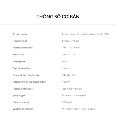 Robot hút bụi Lydsto R1 PRO thông minh có định vị bằng hệ thống cảm biến LDS - Hàng chính hãng