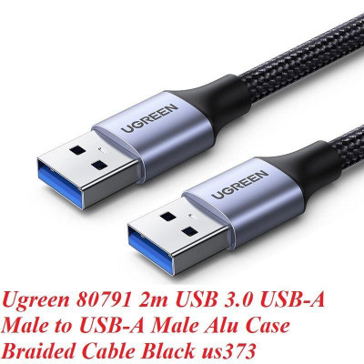 Ugreen 80791 2M Cáp USB 3.0 Type-A hai đầu dương dây bọc dù Màu Đen Ugreen US373 - Hàng Chính Hãng