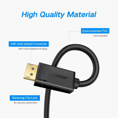 Ugreen UG10212DP102TK 3M Màu Đen Cáp 2 Đầu Displayport chuẩn V1.2 thuần đồng - HÀNG CHÍNH HÃNG