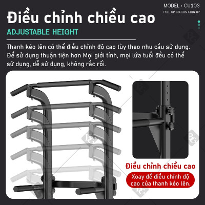 BG Bộ xà đơn, xà kép CU103 đa năng cao cấp đa năng, dụng cụ tập thể dục phòng gym (hàng nhập khẩu)