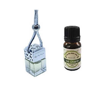 Combo 50ml tinh dầu sả chanh  và 1 chai treo nắp vuông (treo xe, tủ quần áo, nhà tắm)- Giao mầu ngẫu nhiên