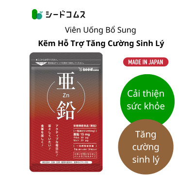 Viên Uống Bổ Sung Kẽm Hỗ Trợ Tăng Cường Sinh Lý, Giúp Tóc Chắc Khỏe, Giảm Gãy Rụng, Đẹp Da Seedcoms Nhật Bản