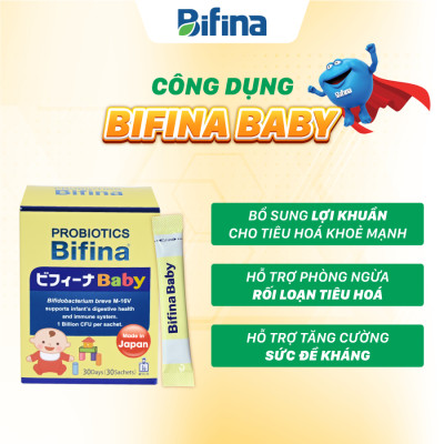 Men vi sinh cho bé – Bifina Baby Nhật Bản – Tiêu hóa khoẻ, hỗ trợ giảm táo bón, tăng đề kháng -Hộp 30 gói