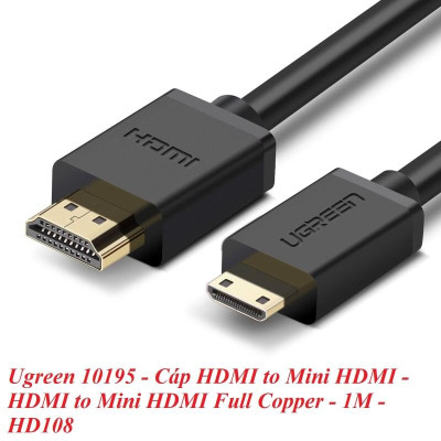 Ugreen UG10195HD108TK 1M màu Đen Cáp chuyển đổi Mini HDMI sang HDMI thuần đồng - HÀNG CHÍNH HÃNG