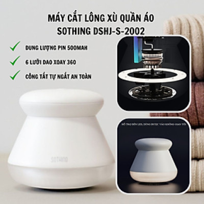 Máy cắt lông xù quần áo Sothing DSHJ-S-2002 có đèn LED, lưỡi thép không gỉ, 6 lưỡi cắt sắc bén- Hàng Chính Hãng