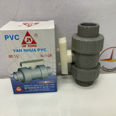 Van hai (2) đầu rắc co 21 nhựa PVC Jiarong _ UB004