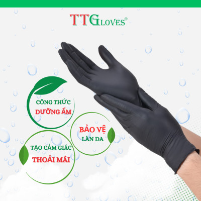 Găng Tay Y Tế Size S Không Bột Nitrile Màu Đen TTGLOVES (100 chiếc)