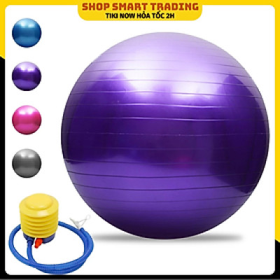 Bóng tập Yoga 75cm + Tặng kèm dụng cụ bơm bóng Yoga Loại 1 (Màu ngẫu nhiên)