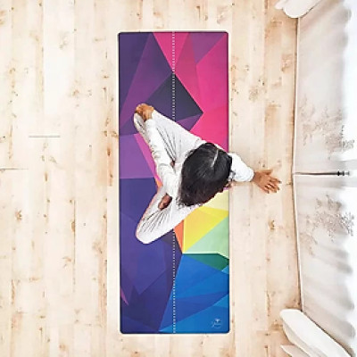 Thảm tập yoga chính hãng Yvonne, Geometric (TẶNG KÈM 3 PHẦN QUÀ) dày 4mm, bề mặt nhám, siêu bám, chống trơn trượt, thấm hút mồ hôi, càng nhiều mồ hôi càng bám, dễ vệ sinh, bề đẹp, sang trọng