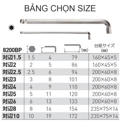 Lục giác No.8200BP đầu tròn Vessel (Nhật Bản)