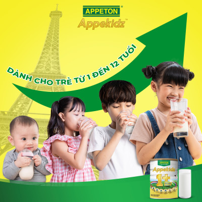 Sữa dinh dưỡng Appeton Appekidz 1+ dành cho trẻ 1-12 tuổi - Lon 900g