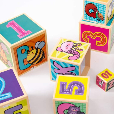 Tháp xếp chồng, đồ chơi hình khối cho bé. Nuôi dưỡng khả năng tư duy, gồm 10 hộp cho bé 1 - 7 tuổi