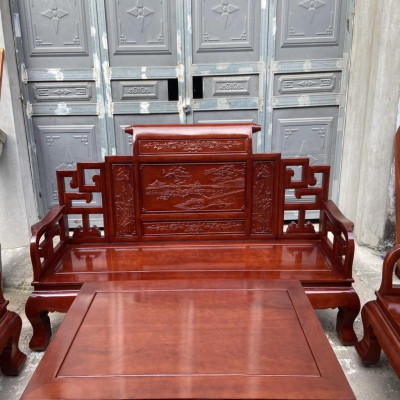 Bàn Ghế Sơn Thủy Gỗ Hương Đá