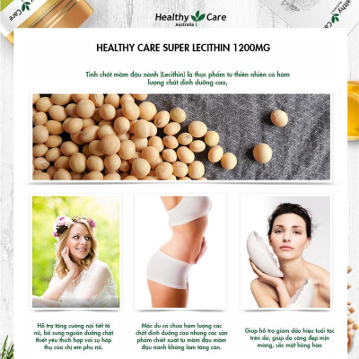 Mầm đậu nành Úc Healthy Care Super Lecithin 1200mg tăng cường chức năng gan khỏe mạnh, nâng cao sức khỏe, sắc đẹp từ bên trong - OZ Slim Store