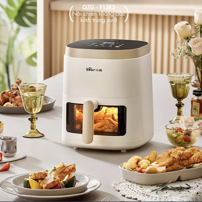 Nồi Chiên Không Dầu Bear QZG-F15E3 Cách Nhiệt Giảm Độ Ồn, Nhiệt Độ Từ 80-200 Độ C Dung Tích 5 Lít Công Suất 1500 W - Hàng Chính Hãng