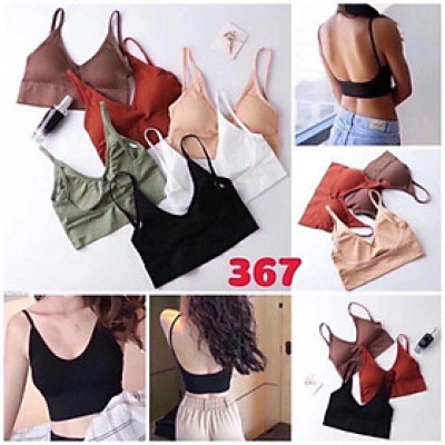 _Aó 2 dây thun gân_Áo ngực Bra 2 dây khoét lưng có đệm