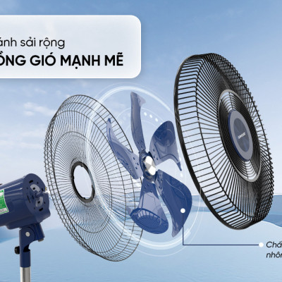 Quạt đứng Sunhouse 5 cánh 110W SHD-7382, động cơ đồng nguyên chất, vận hành êm ái, không tiếng ồn, Hàng chính hãng