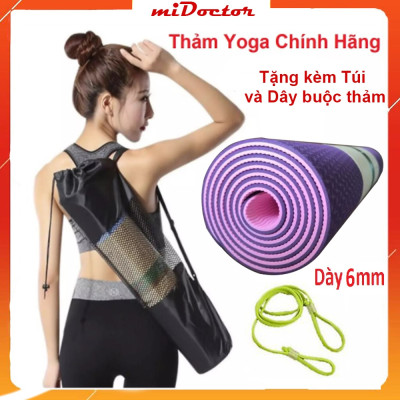 Thảm Tập YoGa miDoctor + Bao Thảm Tập Yoga + Dây Thảm Tập Yoga (Giao Màu Ngẫu Nhiên)