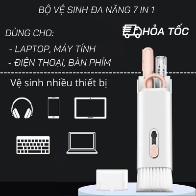 Bộ Dụng Cụ Vệ Sinh Tai Nghe, Bàn Phím Máy Tính Laptop, điện thoại Đa Năng 7in1, Nhỏ Gọn, Tiện Lợi - Multifuntional Cleaning Brush Hàng chính hãng nhập khẩu