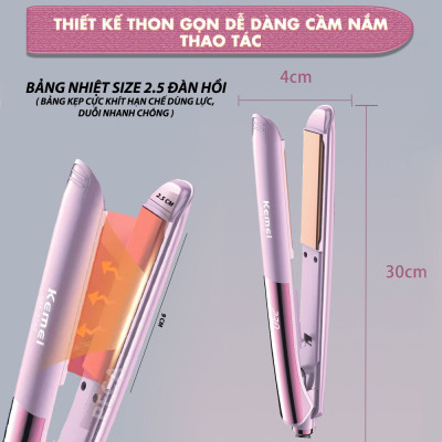 Máy duỗi tóc Kemei KM-3142 điều chỉnh 10 mức nhiệt sử dụng được cho mọi loại tóc - Hàng chính hãng