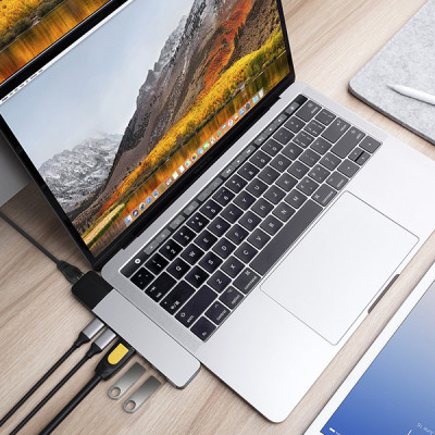 Cổng chuyển Hyper HyperDrive NET 6 in 2 USB-C Hub dành cho Macbook Pro 13" 15" 2016/2017/2018 - Hàng chính hãng