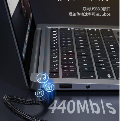 Ugreen 80791 2M Cáp USB 3.0 Type-A hai đầu dương dây bọc dù Màu Đen Ugreen US373 - Hàng Chính Hãng