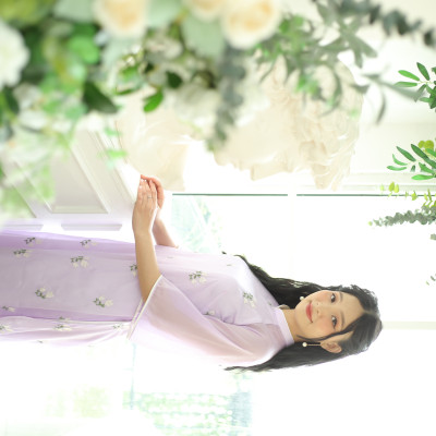 Áo dài cách tân thiết kế 4 tà tơ tím hoa cà thêu hoa lá ( size XL )