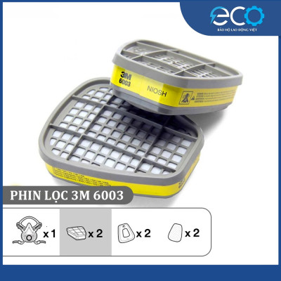 Combo (7 món) mặt nạ phòng độc 3M 7501, 7502 kết hợp phin lọc 3M 6003, tấm lọc bụi 5N11 cùng nắp giữ 501  lọc hơi độc Hơi hữu cơ vô cơ Phun sơn Phun xịt thuốc sâu Mặt nạ chính hãng 