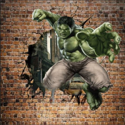 Tranh dán tường 3D người khổng lồ xanh 1 TB70