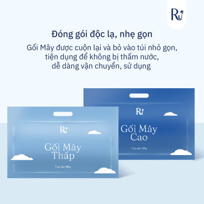 Gối Mây Ru9, Chất Liệu Microfiber 3D Tân Tiến, Đặc Biệt Chống Thấm, Nâng Đỡ Cổ - Ôm Trọn Đầu Giúp Ngủ Ngon, 2 Kích Thước