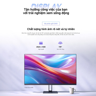 Màn Hình Máy Tính Xiaomi 2K Monitor A27Qi EU 27inch / LCD IPS / 100Hz / 2K / 6ms - Phiên Bản Quốc Tế, Bảo Hành 36 Tháng