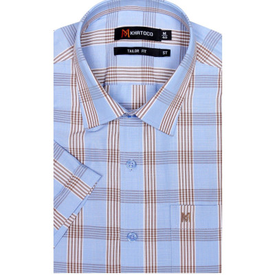 Áo sơ mi nam KHATOCO ngắn tay kẻ caro A1MN438T2-CNCR060-2408-N