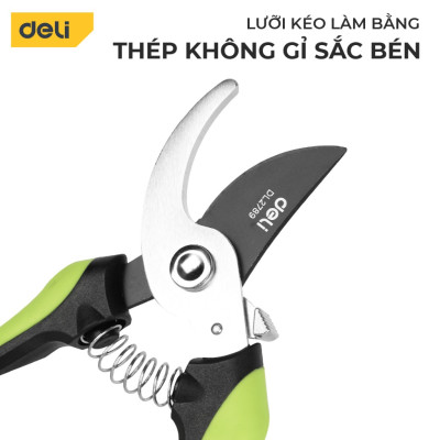 Kéo Cắt Tỉa Cành Cây Deli Chính Hãng 210mm - Lưỡi Thép Sắc Bén, Siêu Bền, Tay Cầm Đệm Cao Su An Toàn, Chắc Chắn - DL2789