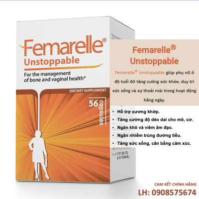 Femarelle Unstoppable - Thực phẩm BVSK dành cho phụ nữ hậu mãn kinh: hỗ trợ xương khớp, tăng dẻo dai cho mô và cơ, cải thiện giấc ngủ....