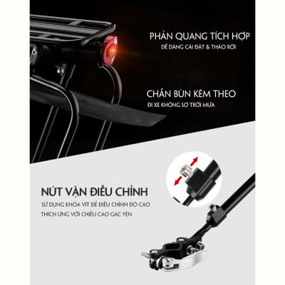 Kệ Yên Sau Gác Ba Ga Gắn Thêm Phía Sau Cho Xe Đạp Vào Cốt Yên (Tích Hợp Kèm Chắn Bùn) Đa Năng Điều Chỉnh Hợp Kim Nhôm Cao Cấp Cho Xe Đạp Leo Núi Địa Hình Mai Lee