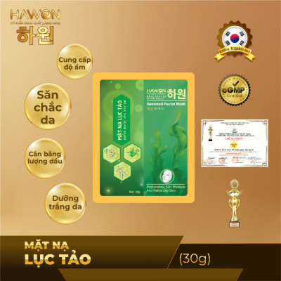 10 MiêngMặt Nạ Dưỡng Trắng Da Chiết Xuất Lục Tảo Seaweed Facial Mask HAWON
