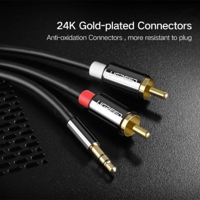 Ugreen UG10591AV116TK 5M màu Đen Cáp âm thanh 2 đầu Bông sen sang 3.5mm Dương mạ vàng - HÀNG CHÍNH HÃNG