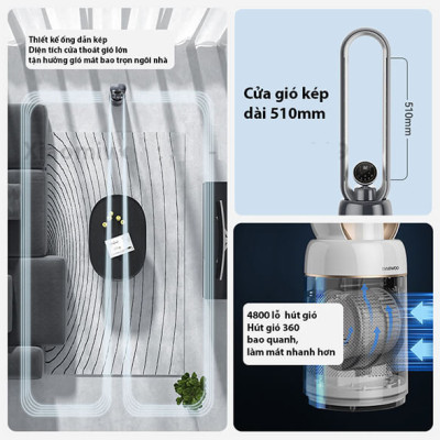 Quạt Không Cánh Tạo Ẩm Deawoo AM06 Thương Hiệu Hàn Quốc Có Hẹn Giờ - Hàng Nhập Khẩu