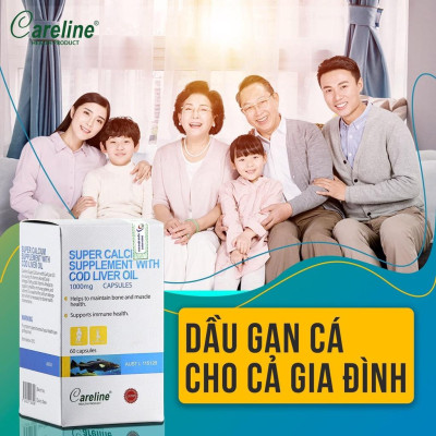 Viên uống bổ sung Canxi khỏe xương khớp Careline Super Calcium Supplement With Cod Liver Oil 1000mg