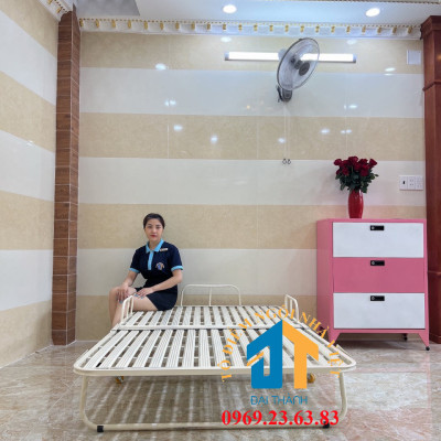 Giường sắt xếp di động mẫu mới giá siêu rẻ 1m2x2m Đại Thành