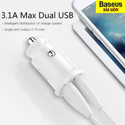 Tẩu sạc Baseus Grain Pro Car Charger đa năng 2 cổng USB dùng trên xe hơi- Hàng chính hãng