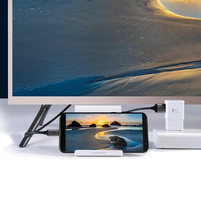 Ugreen UG50544CM183TK 1.5M màu Xám Cáp chuyển đổi TYPE C sang HDMI dương + hỗ trợ cổng USB cấp nguồn - HÀNG CHÍNH HÃNG