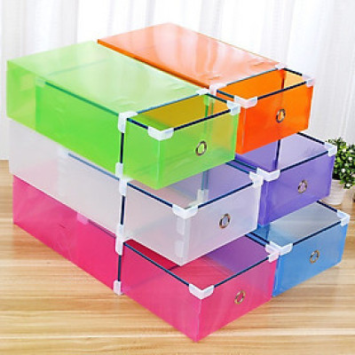 Bộ 5 Hộp Giày Trong Suốt Dạng Ngăn Kéo Viền Khung Kim Loại Hando ( 5 màu ngẫu nhiên )