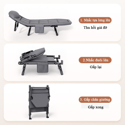 Giường Ngủ Văn Phòng Gấp Gọn, Giường Xếp Thông Minh Di Động Nằm Nghỉ Trưa Tiện Ích. Khung Thép Sơn Tĩnh Điện - Hàng chính hãng